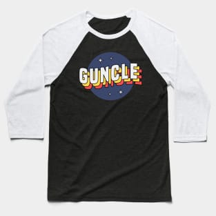 Guncle - Colorful Layered Retro Letters Baseball T-Shirt